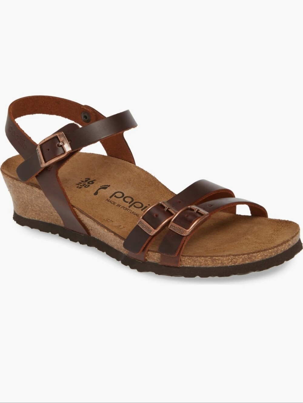Birkenstock Papillio Lana Sandal Brown Leather Triple-Strap Cork Sandals